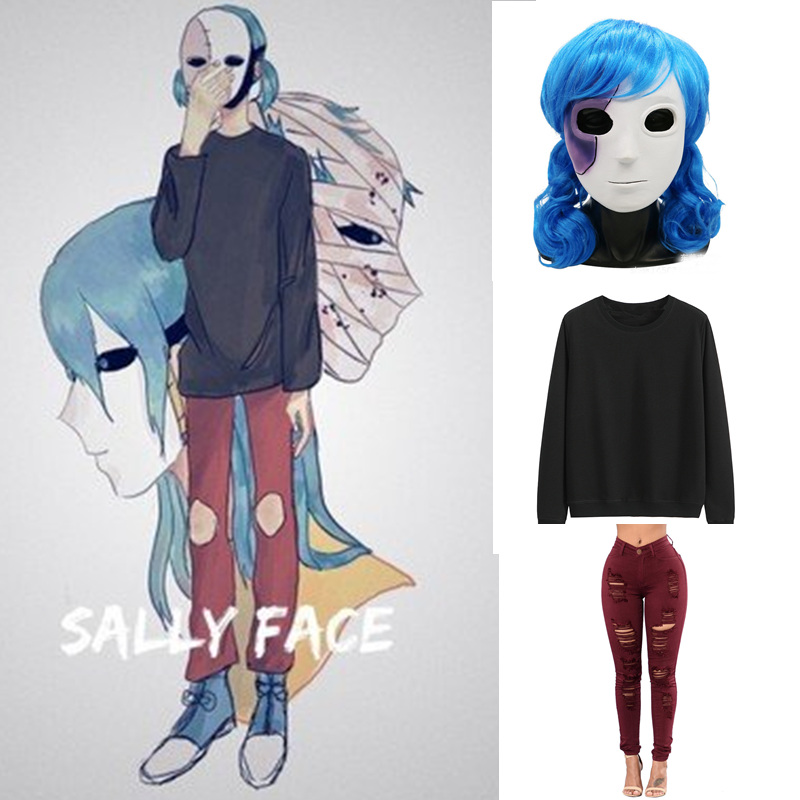 Hot  Anime Game Sally Face Cos - Black Face Mask Pack review and price